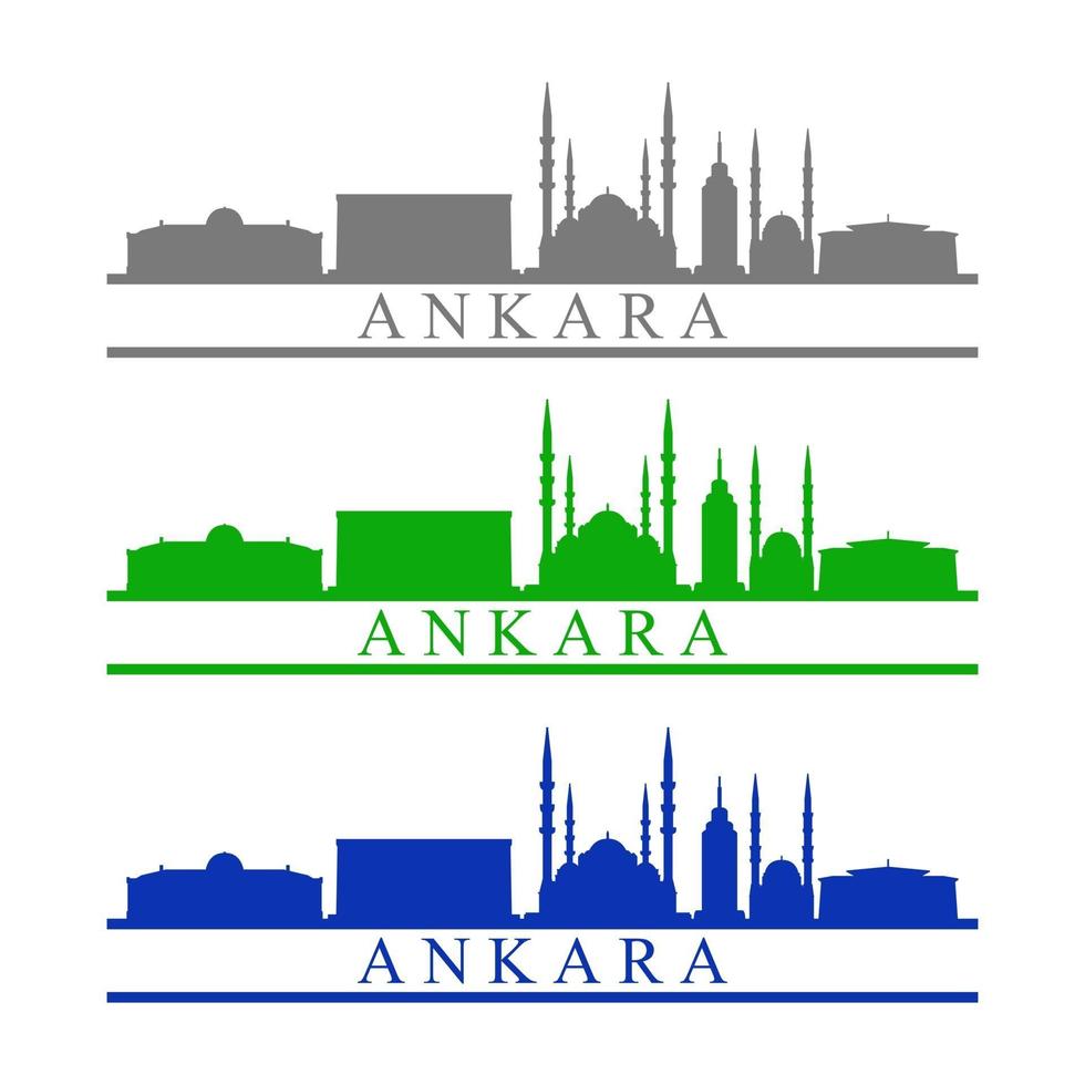 Skyline von Ankara auf weißem Hintergrund dargestellt vektor
