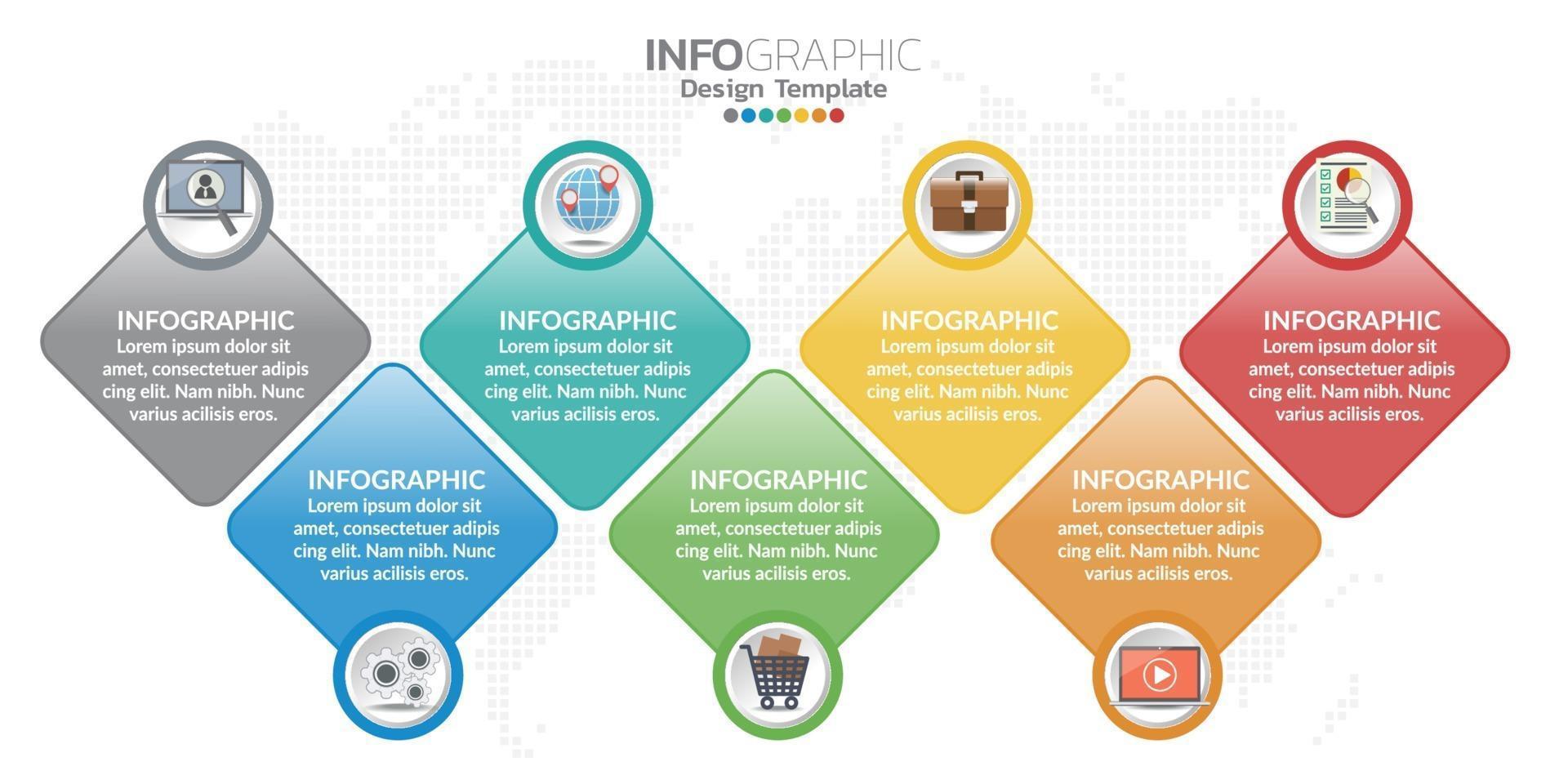 Infografiken-Timeline-Design-Vorlage mit Symbolen und Beschriftung. vektor