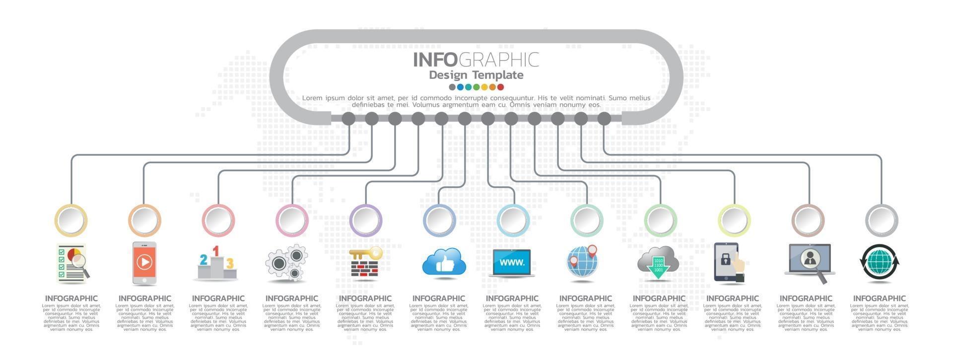 tidslinje infographics design i 12 månader med affärsidé vektor