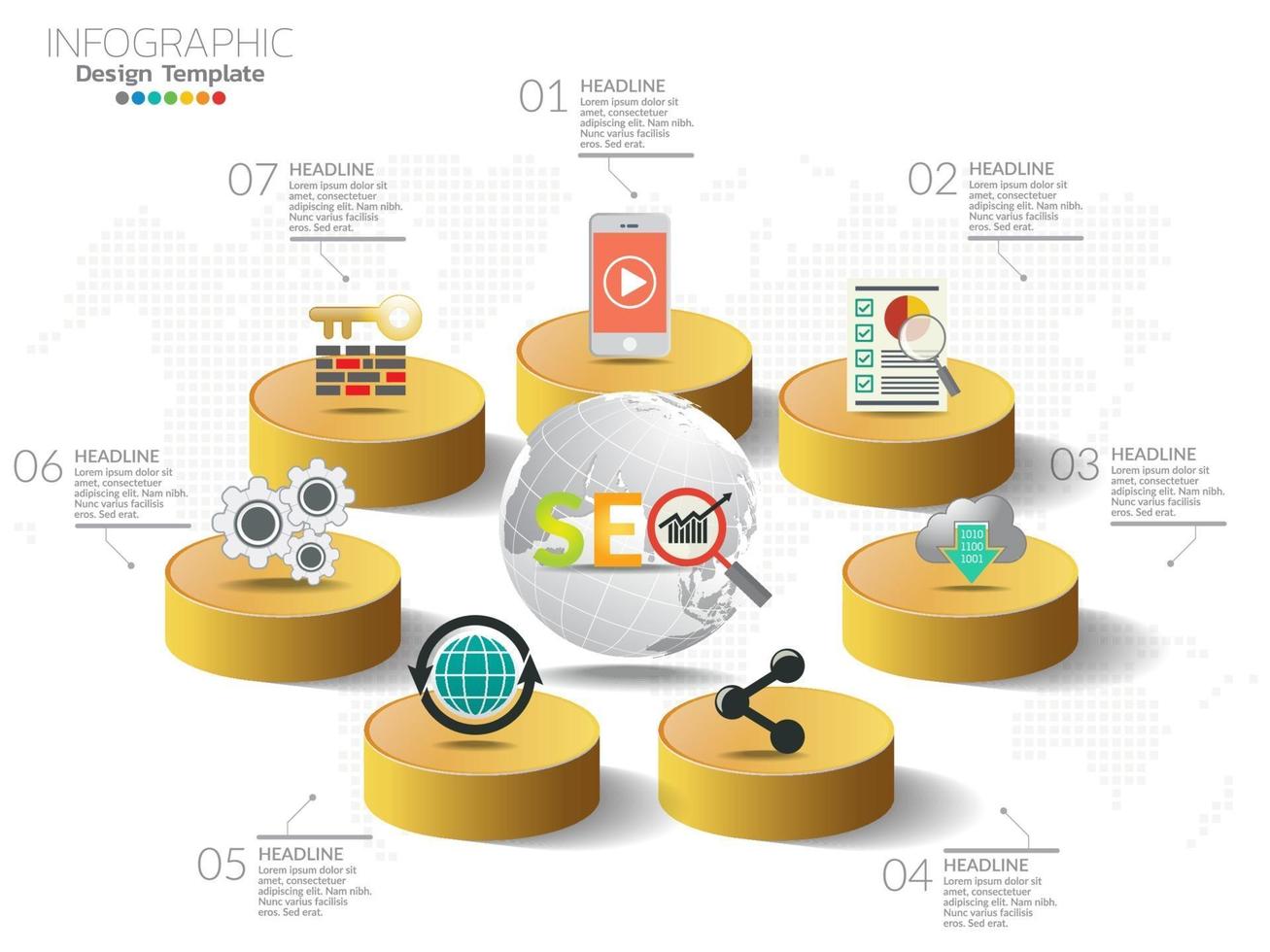 Infografik-Design-Vorlage mit Symbolen und Beschriftung. vektor