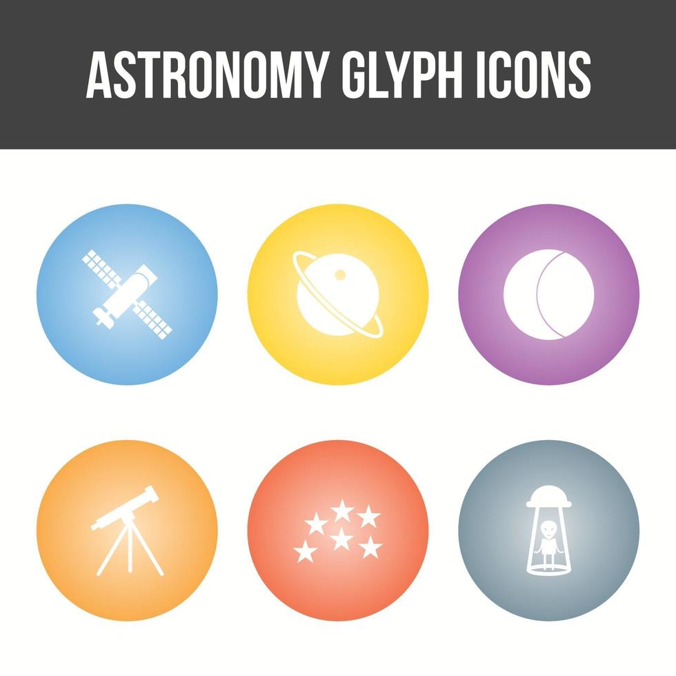 unik astronomi glyph vektor ikonuppsättning