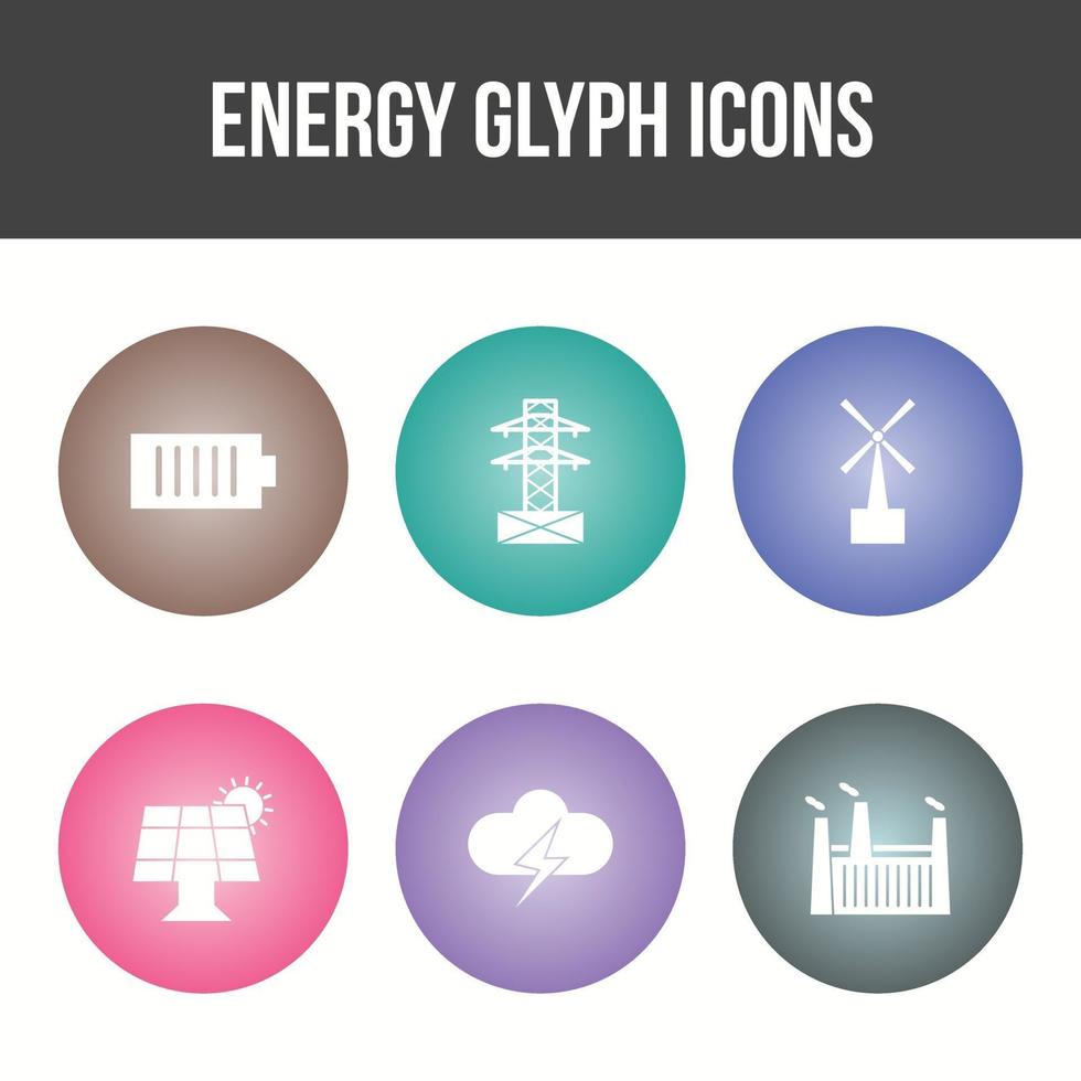 Energie-Glyphe-Vektor-Icon-Set vektor