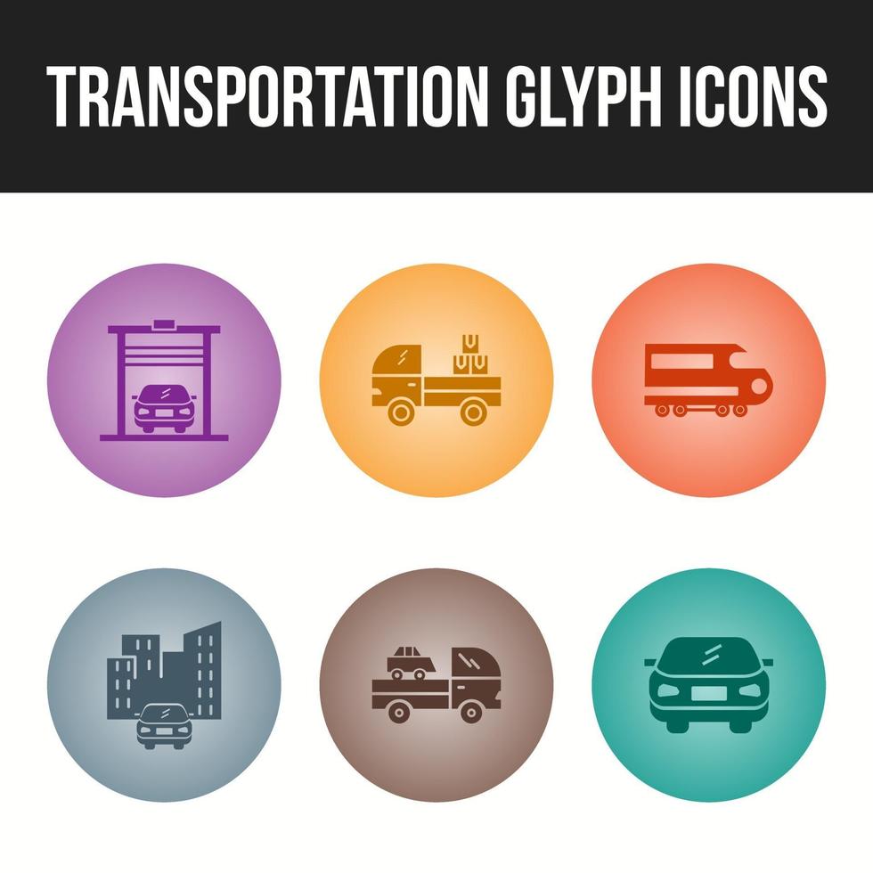 ikonuppsättning av unik transport glyph ikon vektor