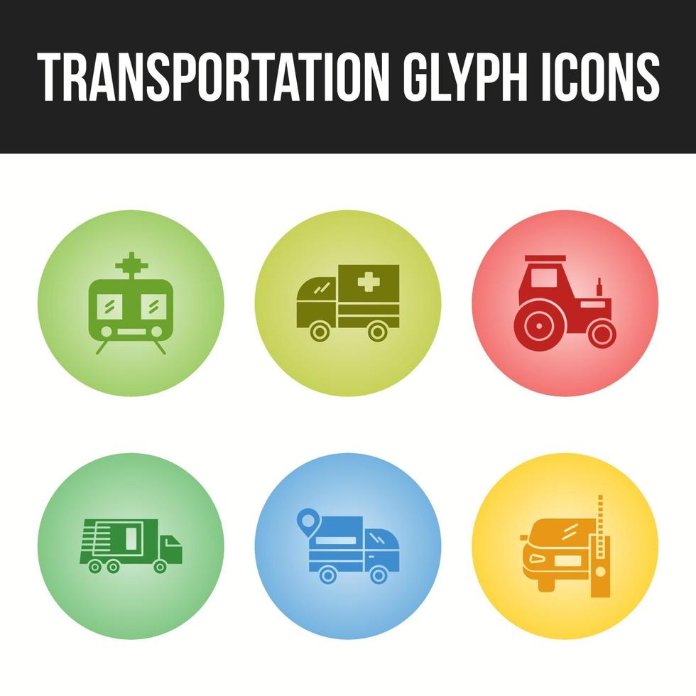 vacker transport unik glyph ikonuppsättning vektor