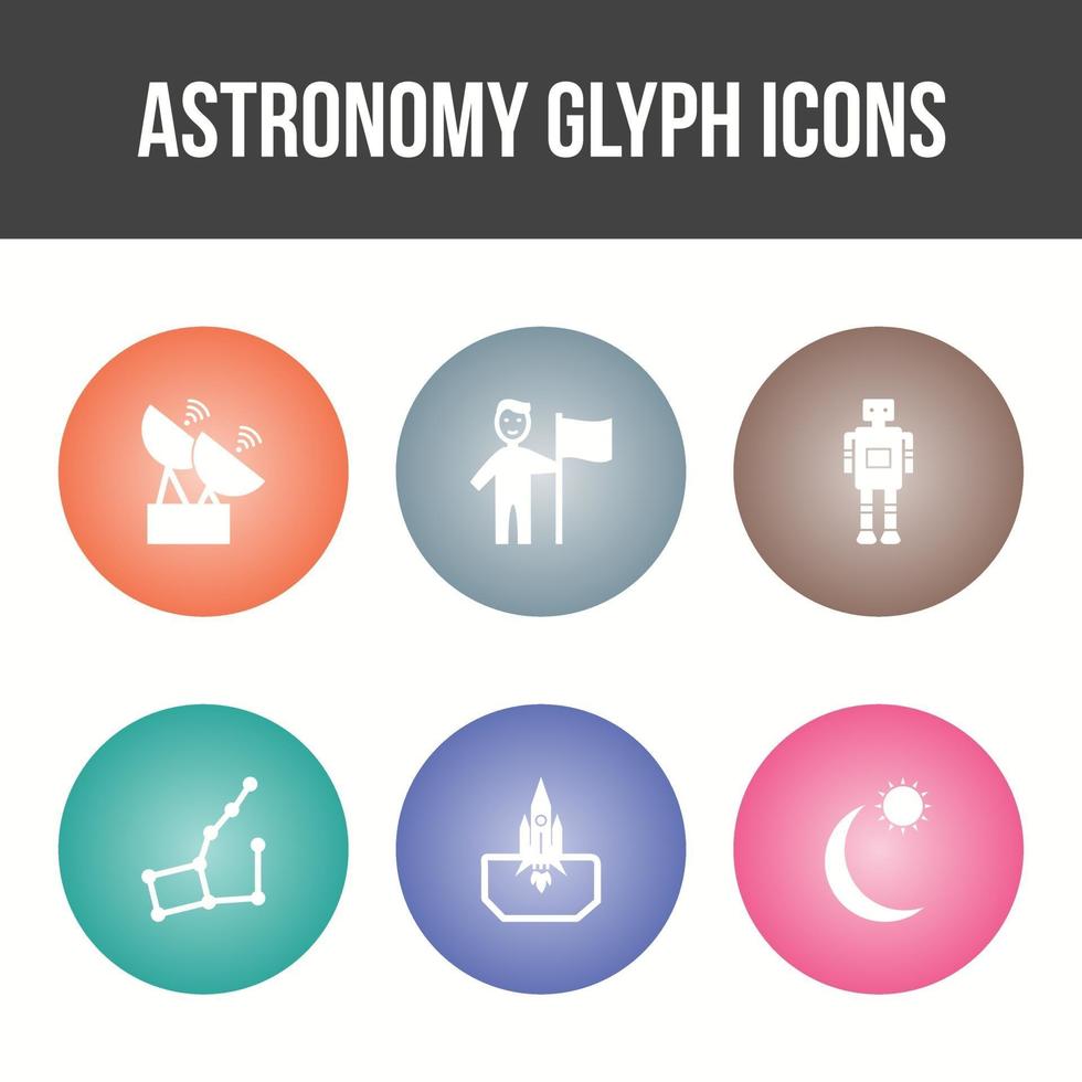 einzigartiger Astronomie-Glyphen-Vektor-Icon-Set vektor