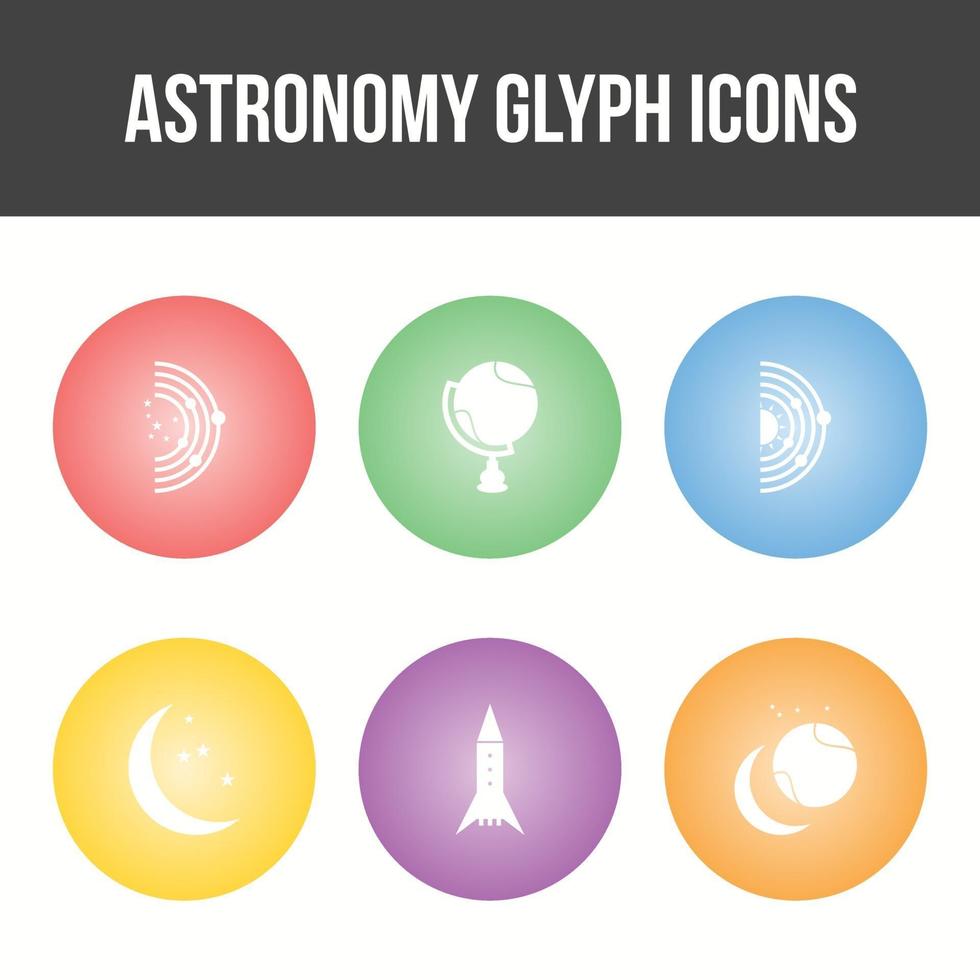 unik astronomi gyph vektor ikonuppsättning