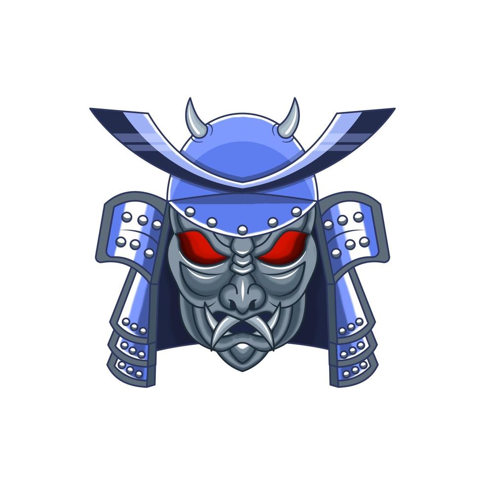 samurai hjälm med oni mask vektor