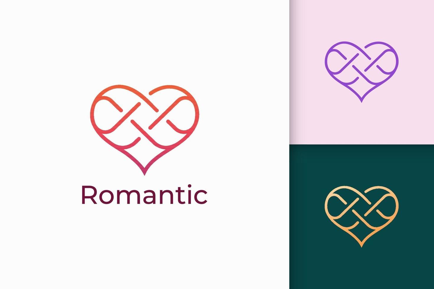 Das einfache Linien-Liebeslogo steht für Romantik oder Beziehung vektor