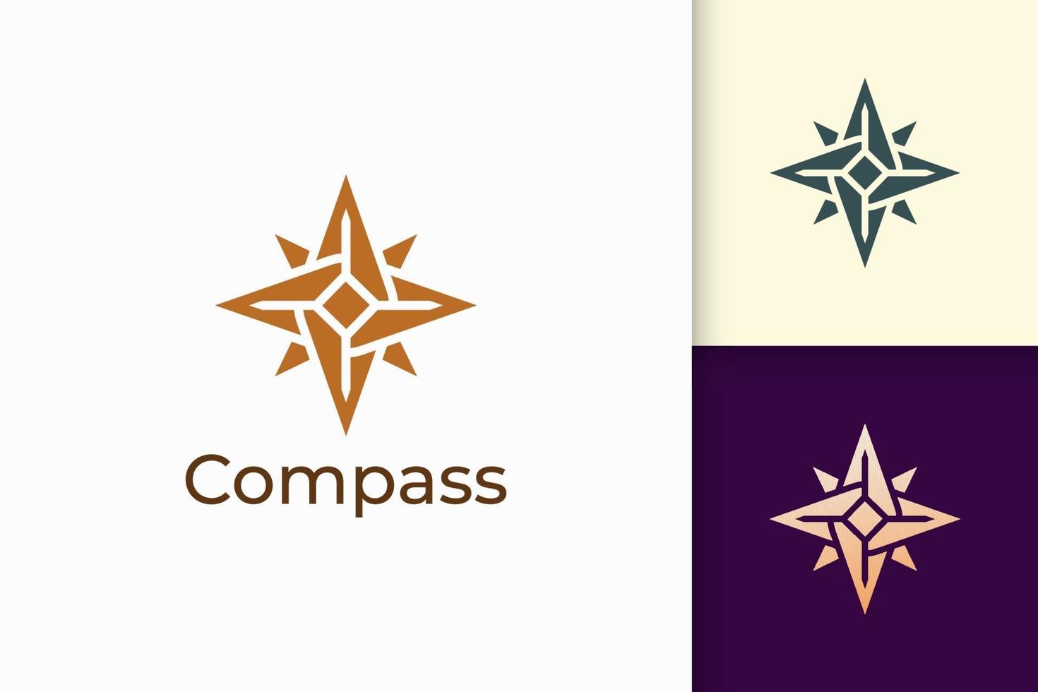 kompasslogotyp i modern form representerar äventyr och överlevnad vektor