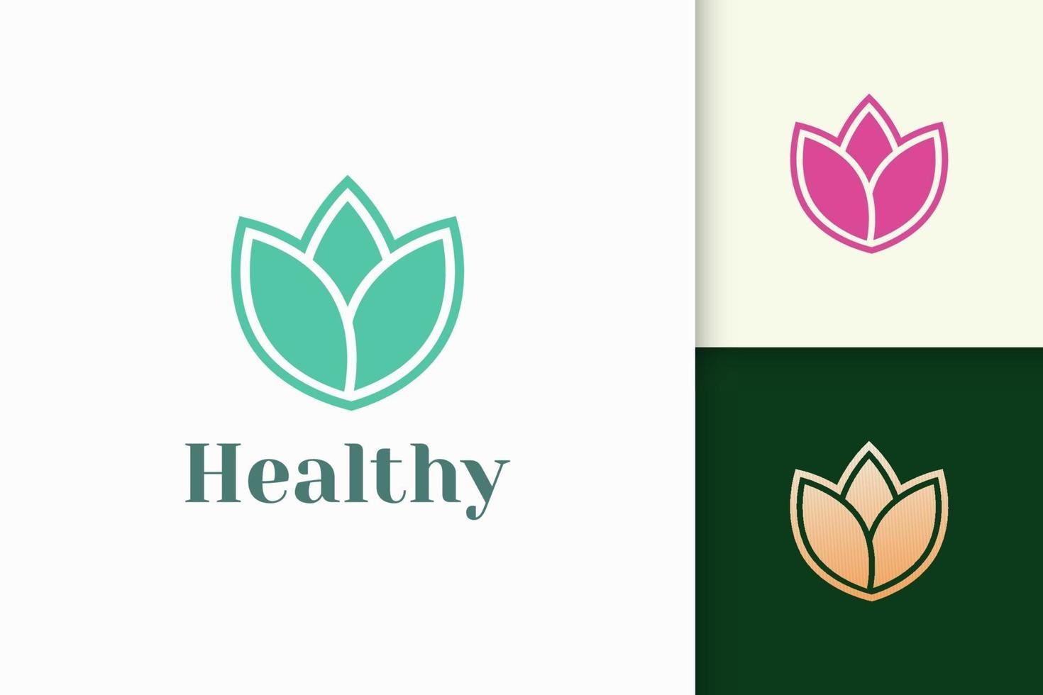 Blumenlogo im femininen und luxuriösen Stil für Gesundheit und Schönheit vektor