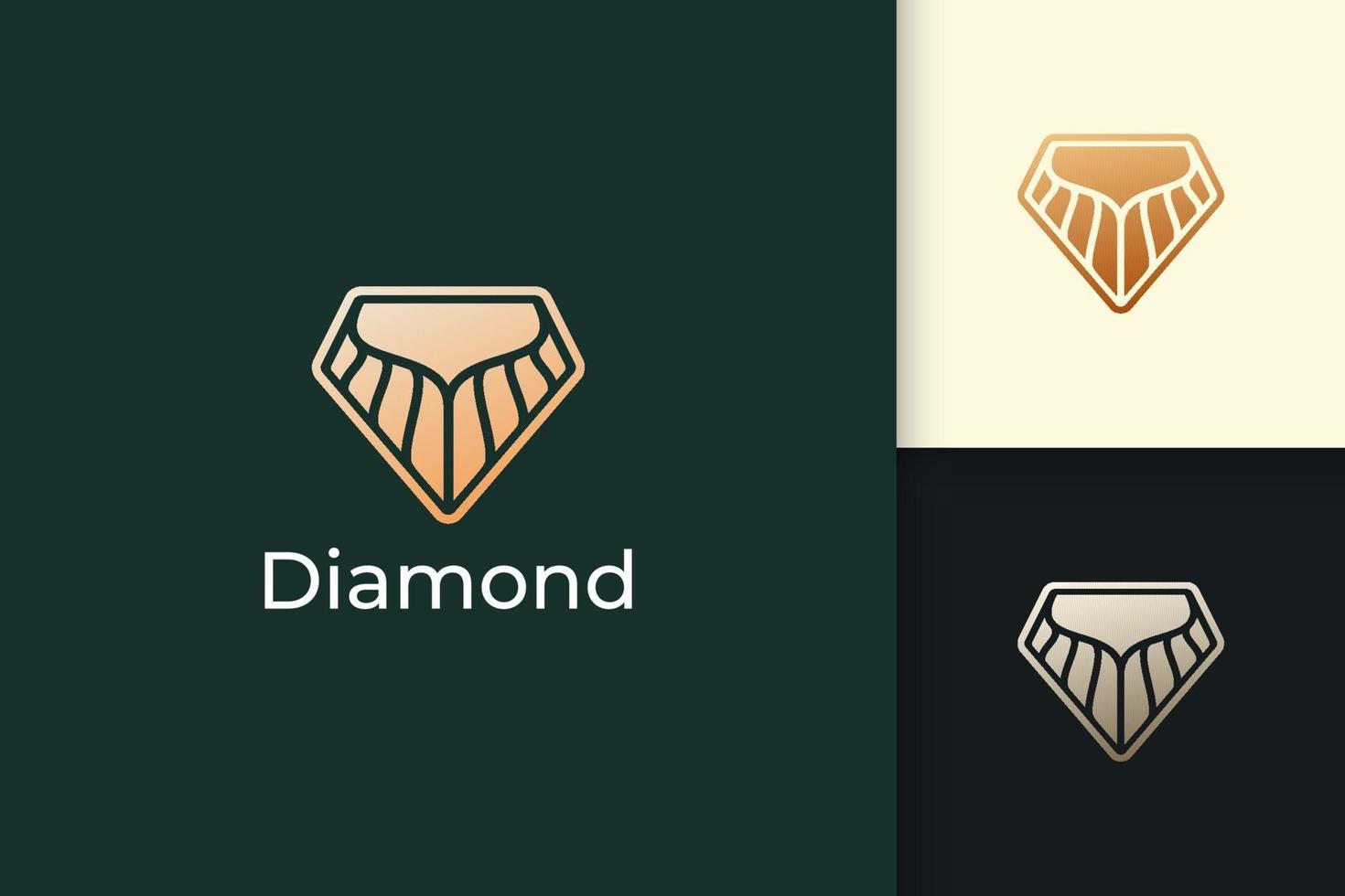 diamant- eller pärllogotyp i lyx och stil representerar smycken eller kristaller vektor