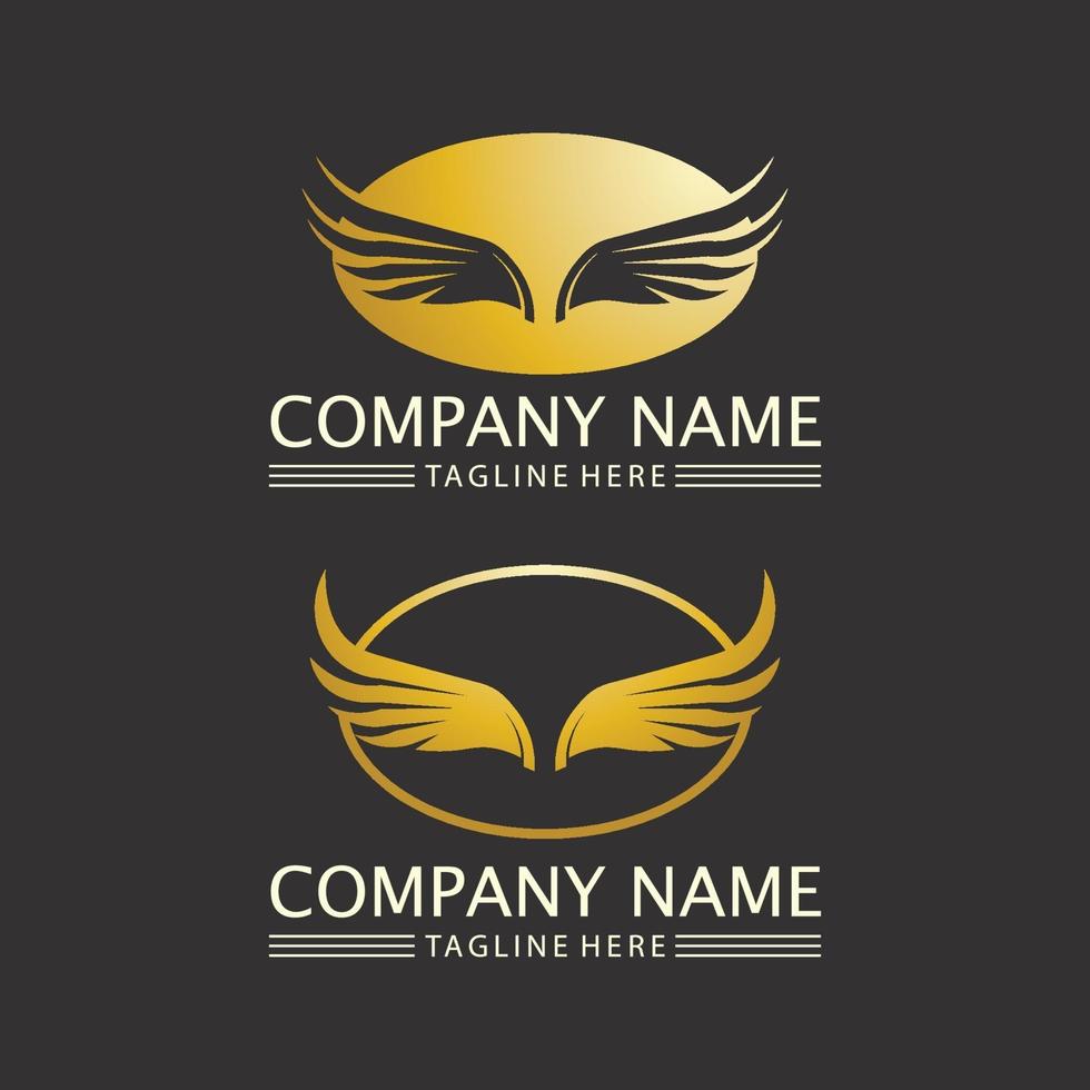 Falke Logo Vorlage Vektor Flügel und Schrift Logo Design