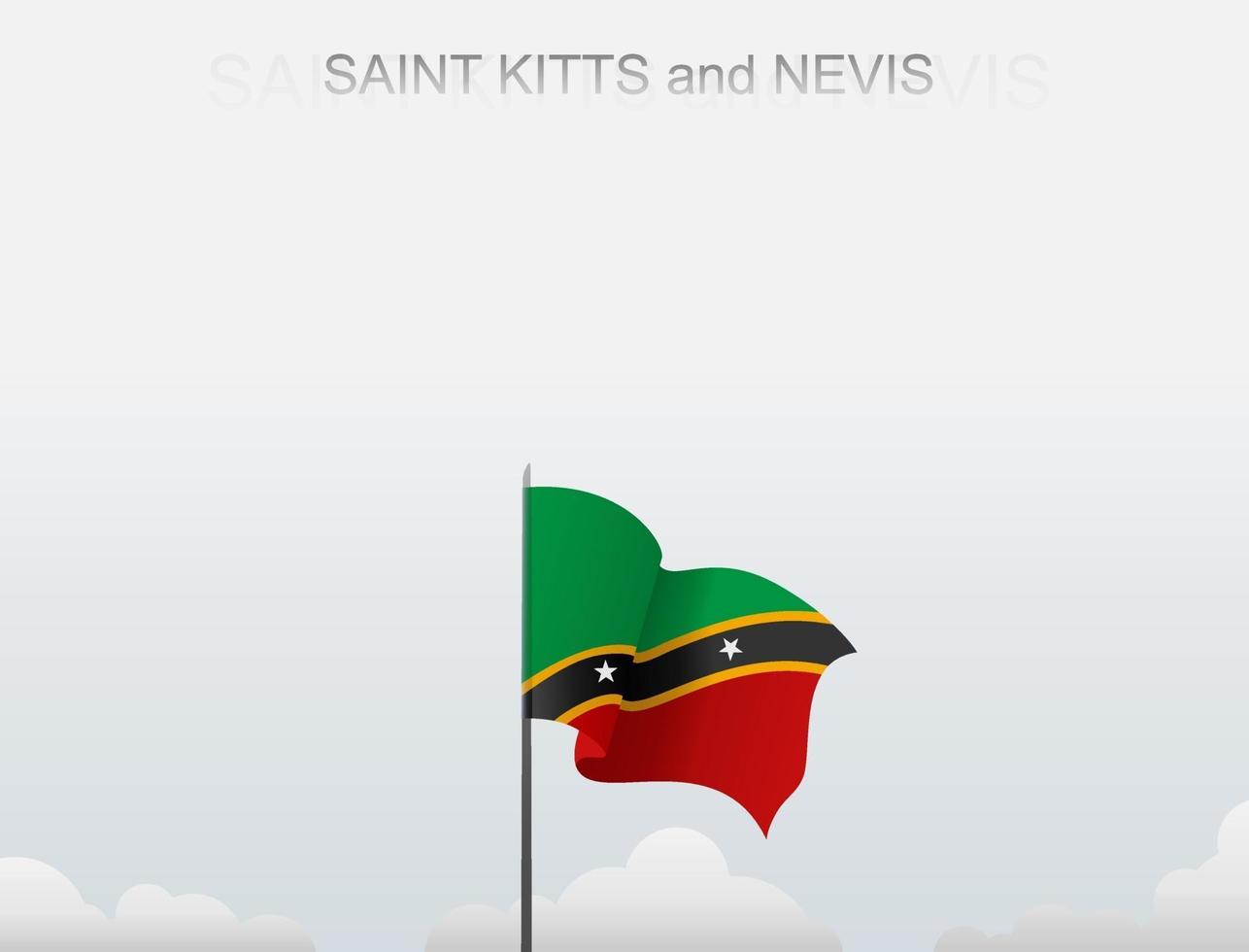 Saint Kitts och Nevis flagga som flyger under den vita himlen vektor