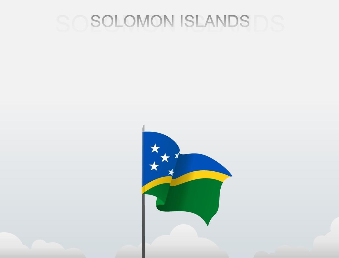 Flagge der Insel Salomon, die unter dem weißen Himmel fliegt vektor