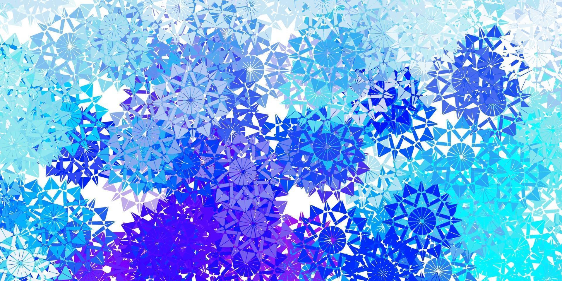 ljusrosa, blå vektorlayout med vackra snöflingor. vektor