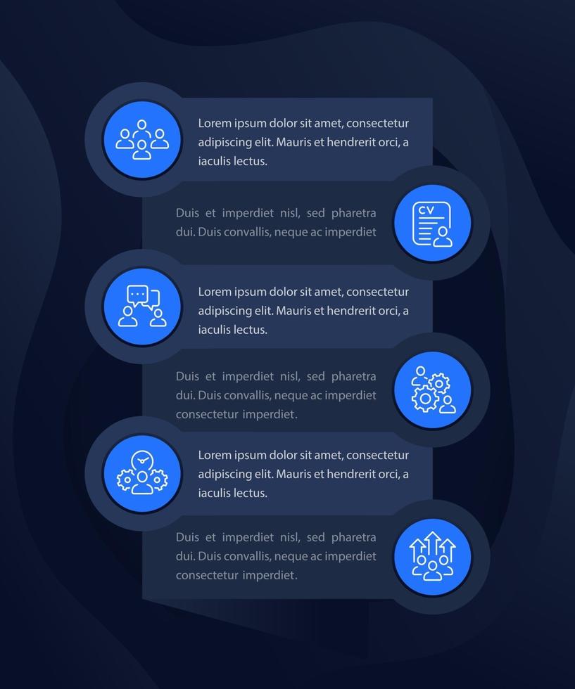 Teammanagement, HR, Personen, die Infografiken mit Liniensymbolen interagieren vektor