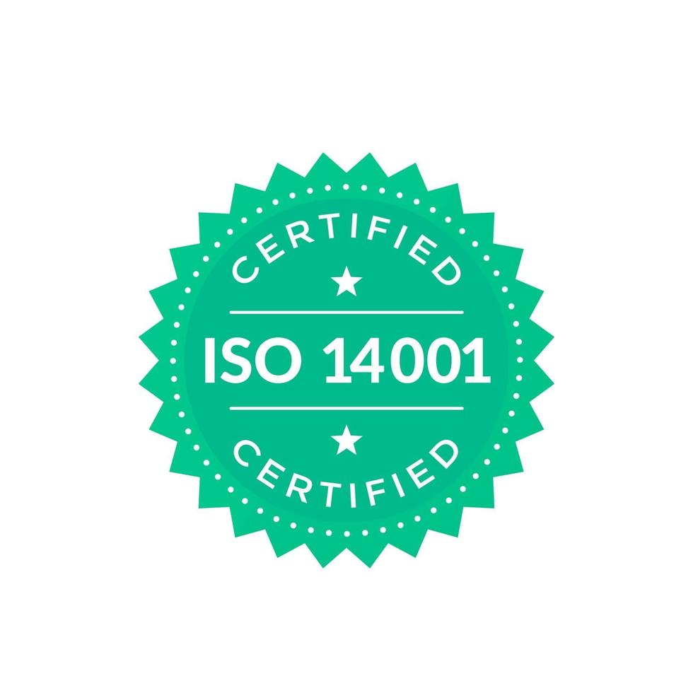 ISO 14001 Plakette, grün auf weiß vektor