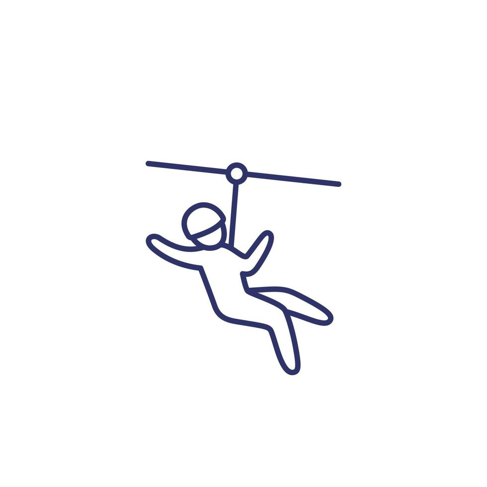 Zip-Line-Symbol auf weiß, linear vektor