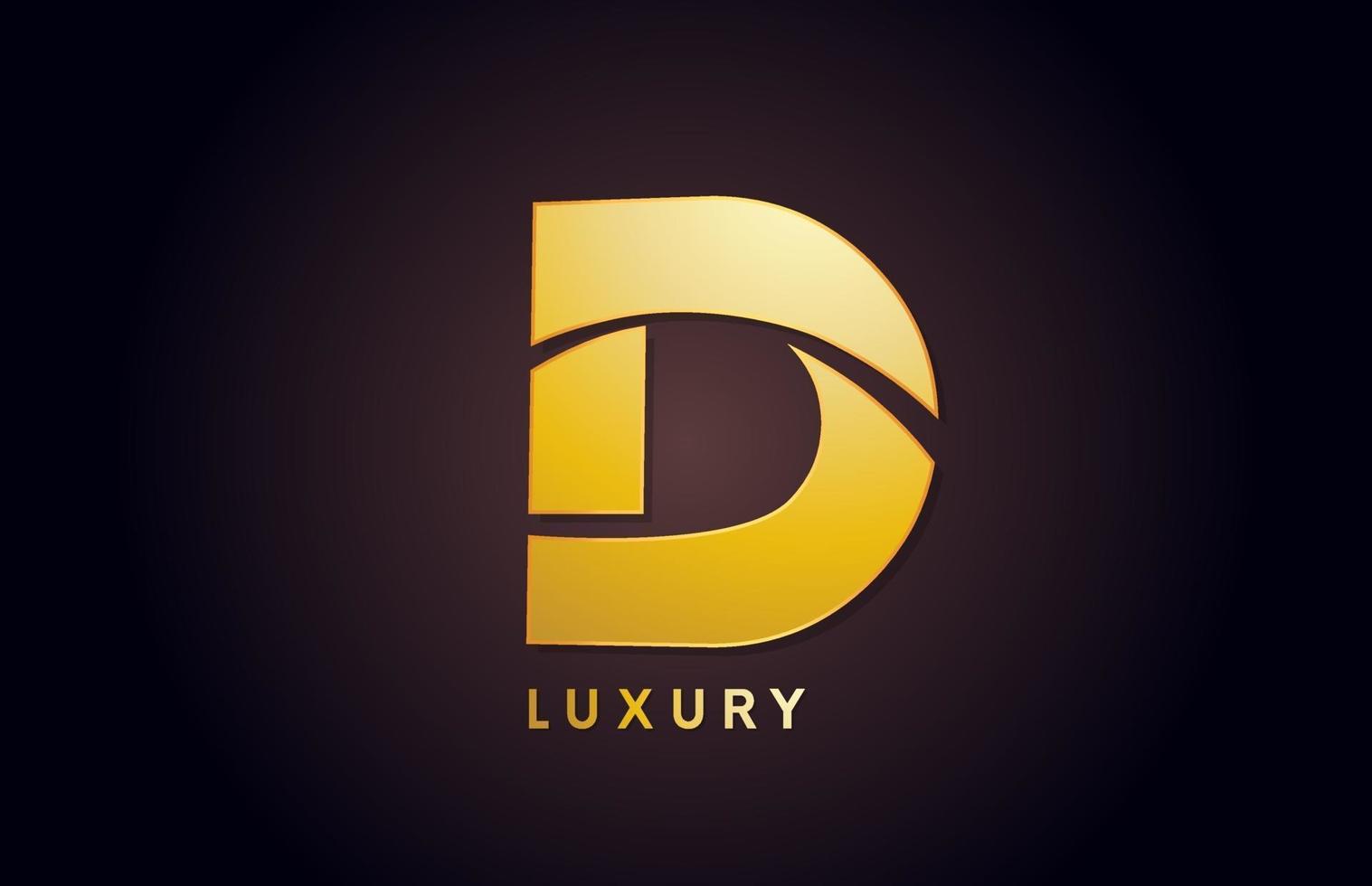 Goldene d-Luxus-Alphabet-Buchstaben-Logo-Design-Ikone für Unternehmen vektor