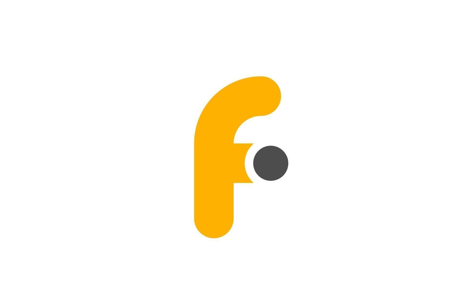 bokstaven f logotyp alfabetet designikon för företag gulgrå vektor