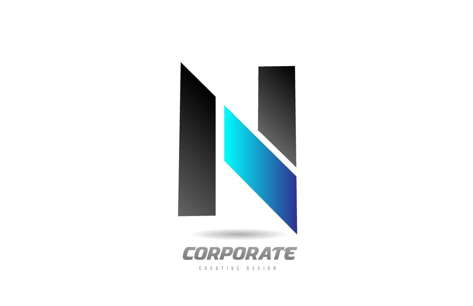 blå svart alfabet bokstav n logotyp ikon design för företag vektor