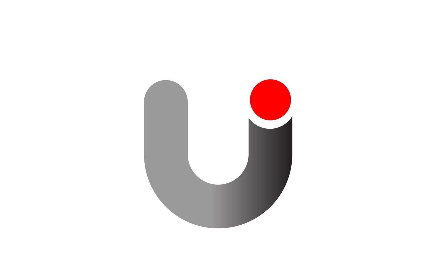 Buchstabe u Logo Alphabet Design Icon für Business grau rot vektor
