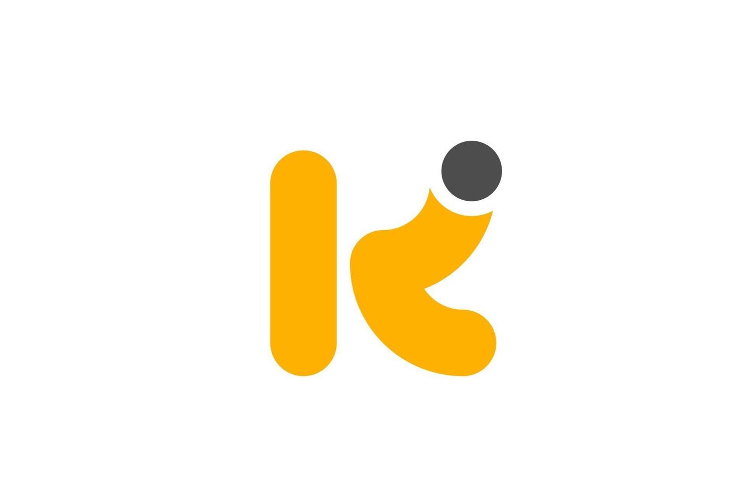 bokstaven k logotyp alfabetet designikon för företag gulgrå vektor