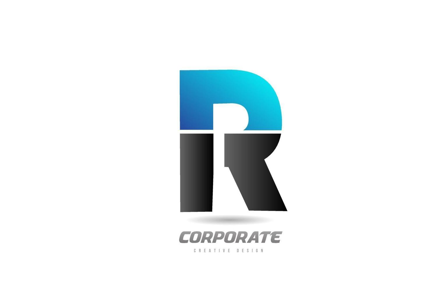 blau schwarzes Alphabet Buchstaben r Logo Icon Design für Unternehmen vektor