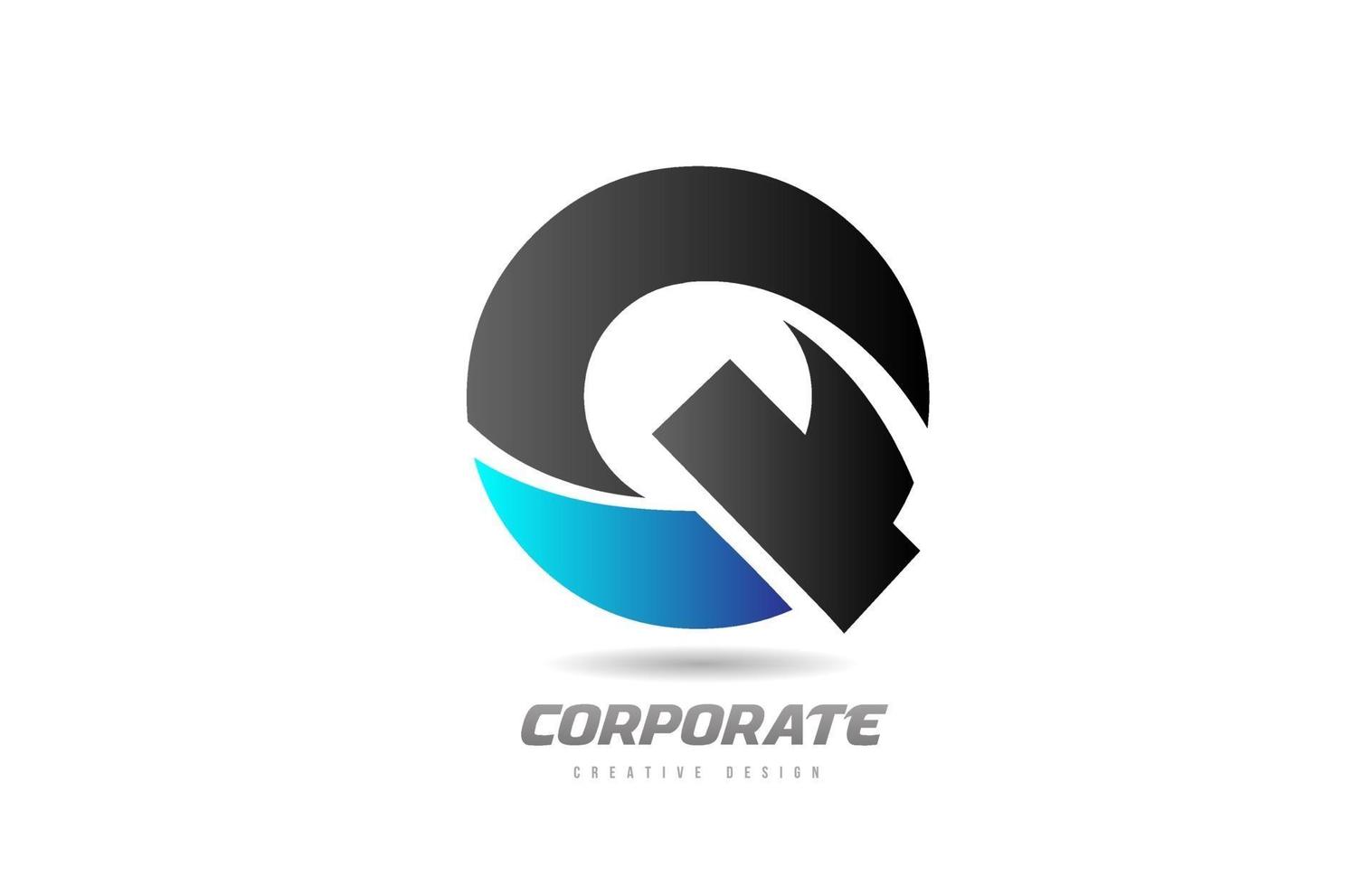 blå svart alfabet bokstav q logotyp ikon design för företag vektor