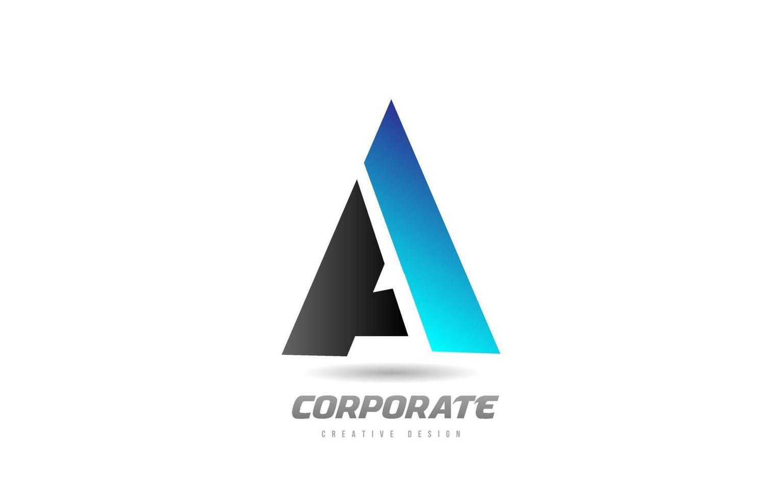 blau-schwarzer Alphabetbuchstabe ein Logo-Icon-Design für Unternehmen vektor