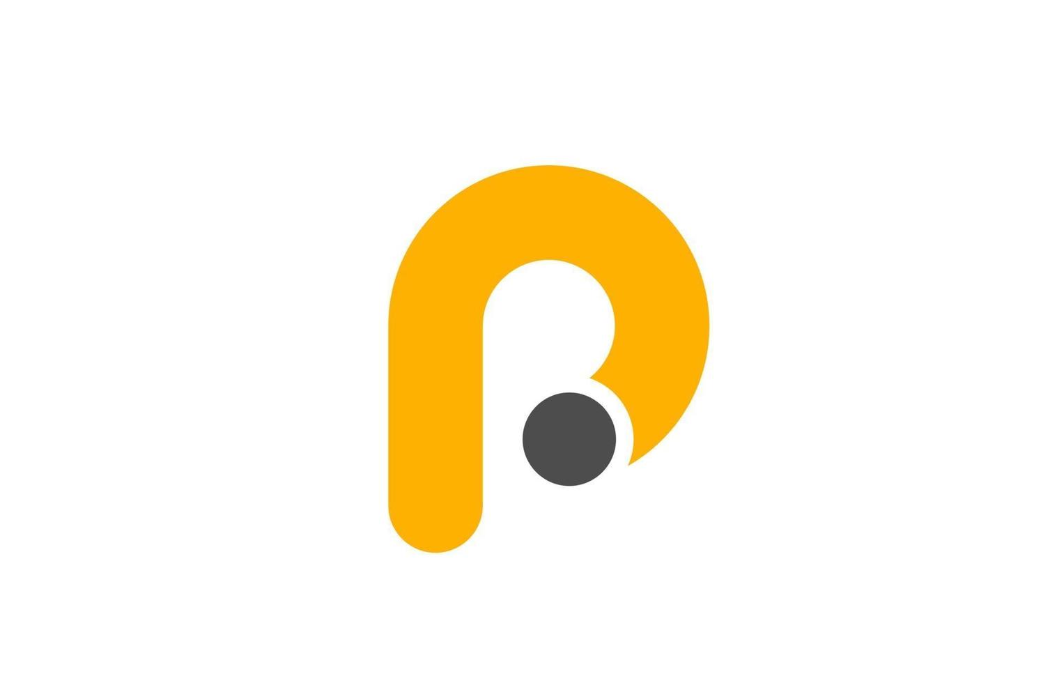 bokstaven p logotyp alfabetet designikon för företag gulgrå vektor