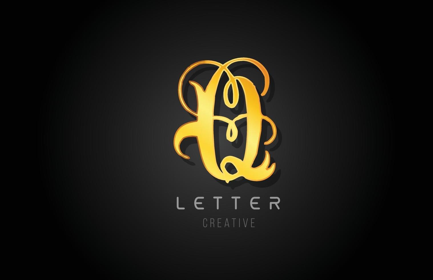 q goldenes goldenes Buchstaben-Alphabet-Design für Logo-Firmensymbol vektor