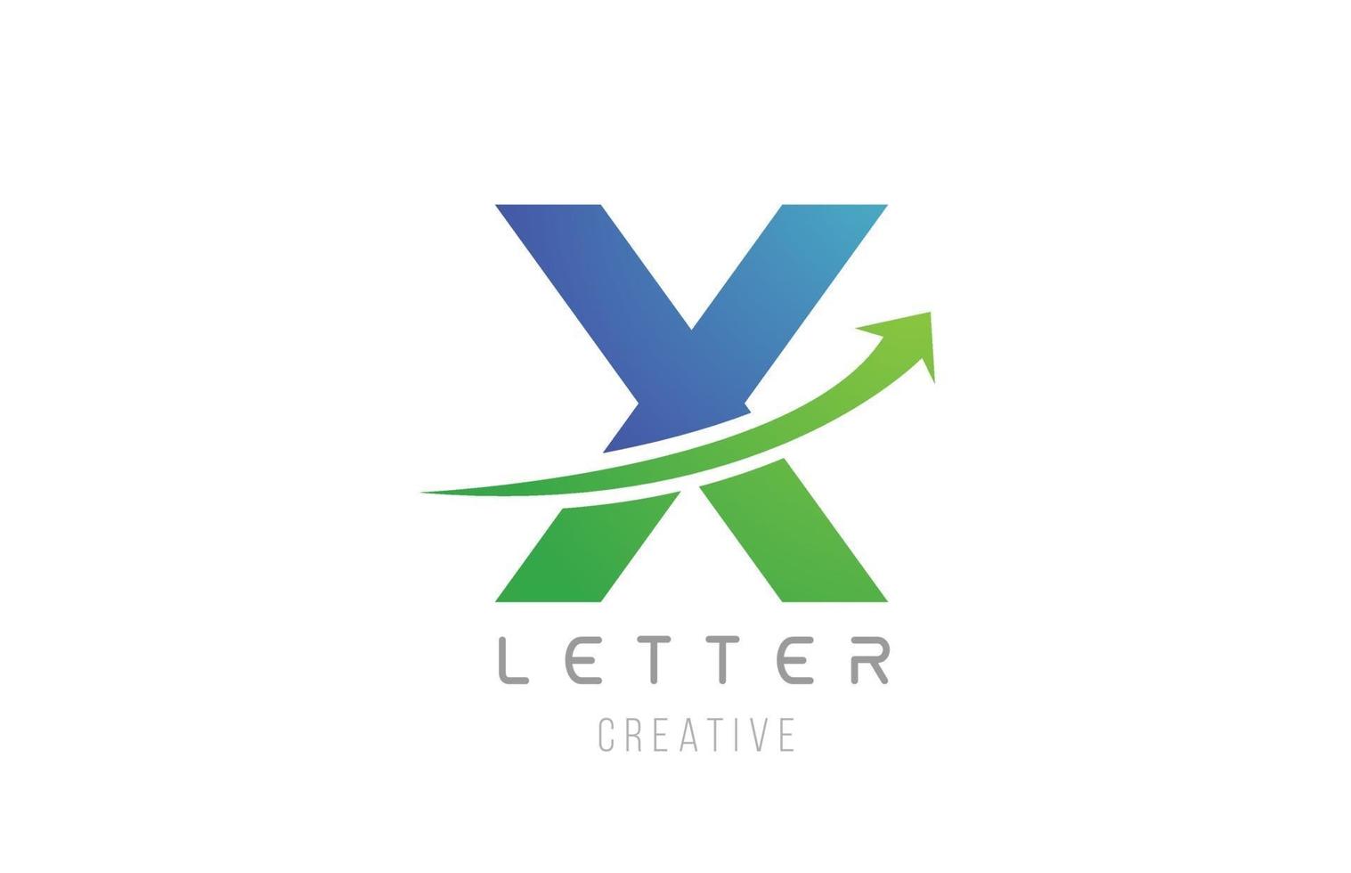 grön blå swoosh pil bokstav alfabetet x för företagets logotyp ikon design vektor
