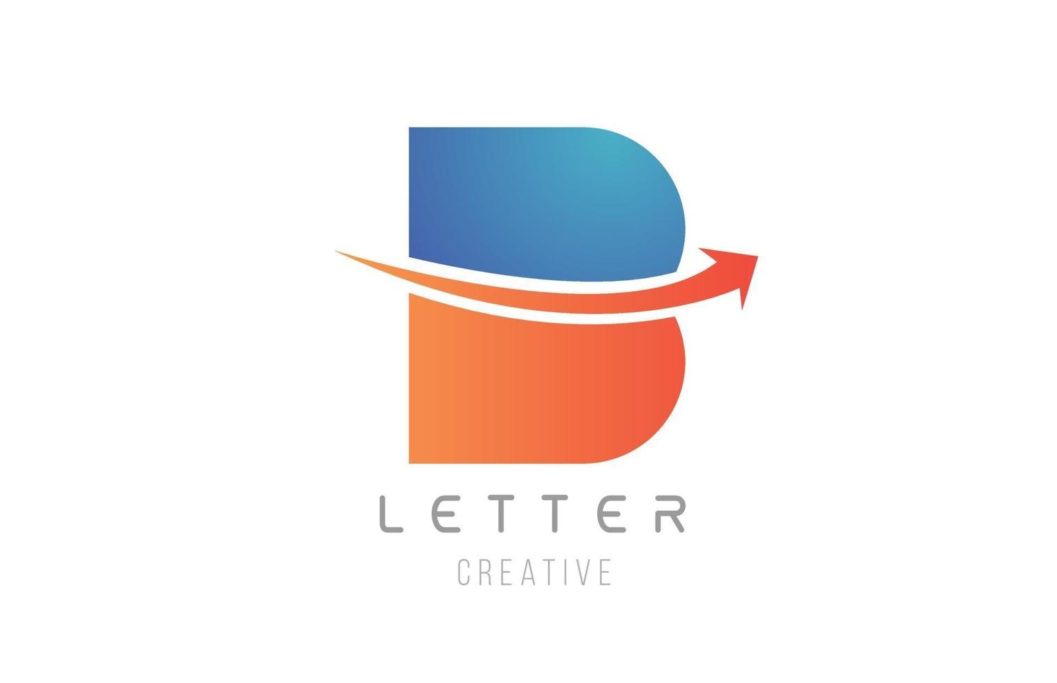 blå orange b bokstav alfabetet ikon design för företagets mall vektor