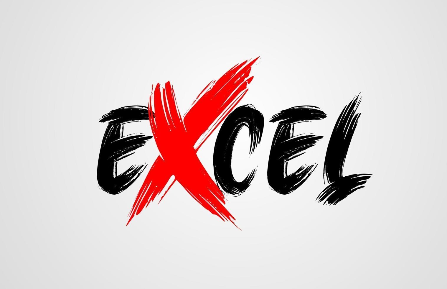 Excel-Grunge-Pinselstrich-Worttext für Typografie-Symbol-Logo-Design vektor