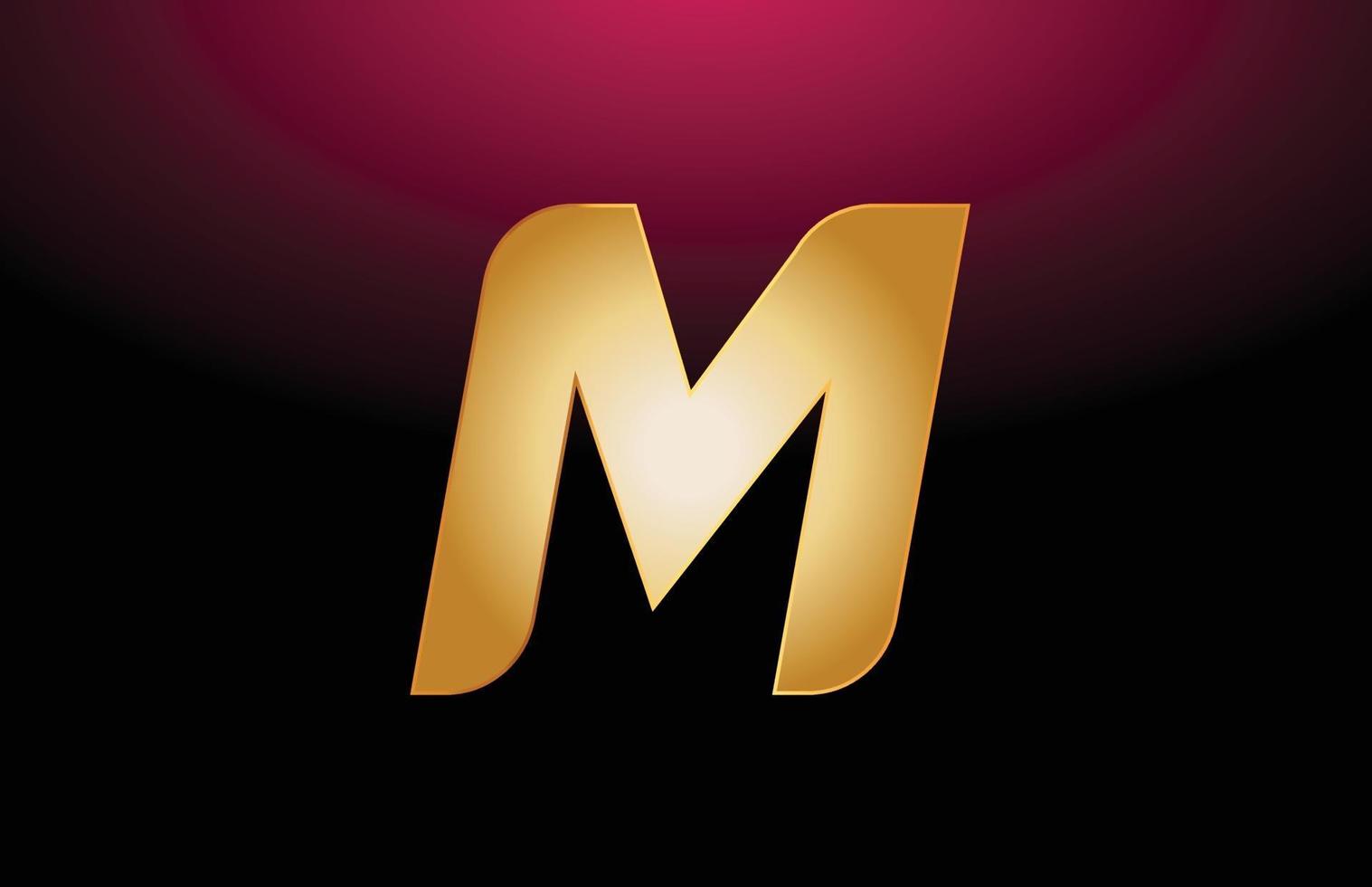 gyllene metall alfabetet bokstaven m logotyp företagsikon design vektor