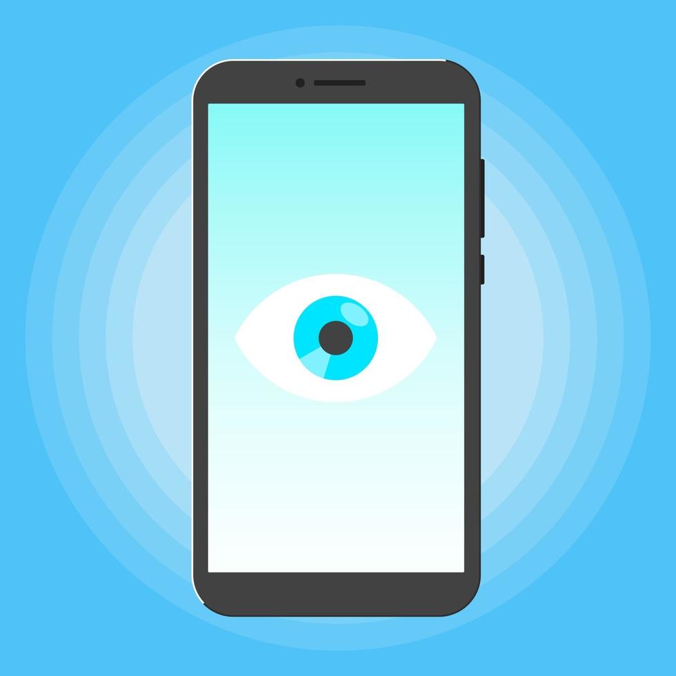 Smartphone-Spionage mit großem Auge auf dem Bildschirm vektor