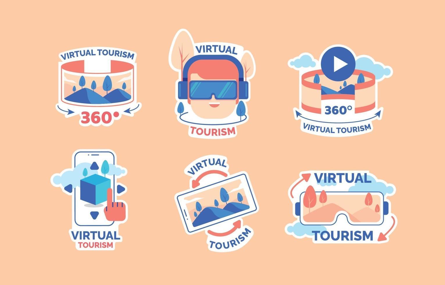virtueller Tourismus vr Konzeptaufkleber vektor