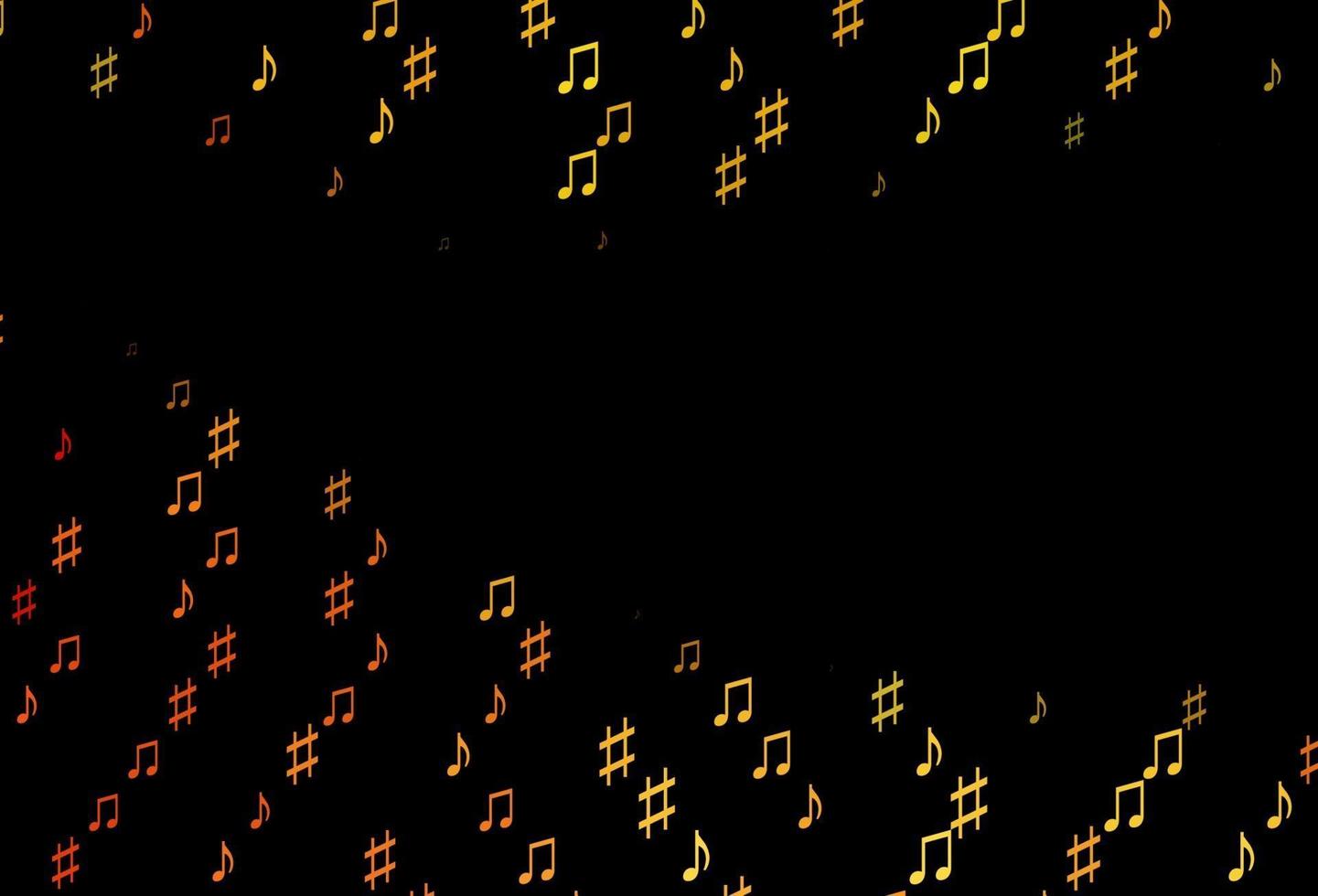 mörkgul, orange vektormall med musikalsymboler. vektor
