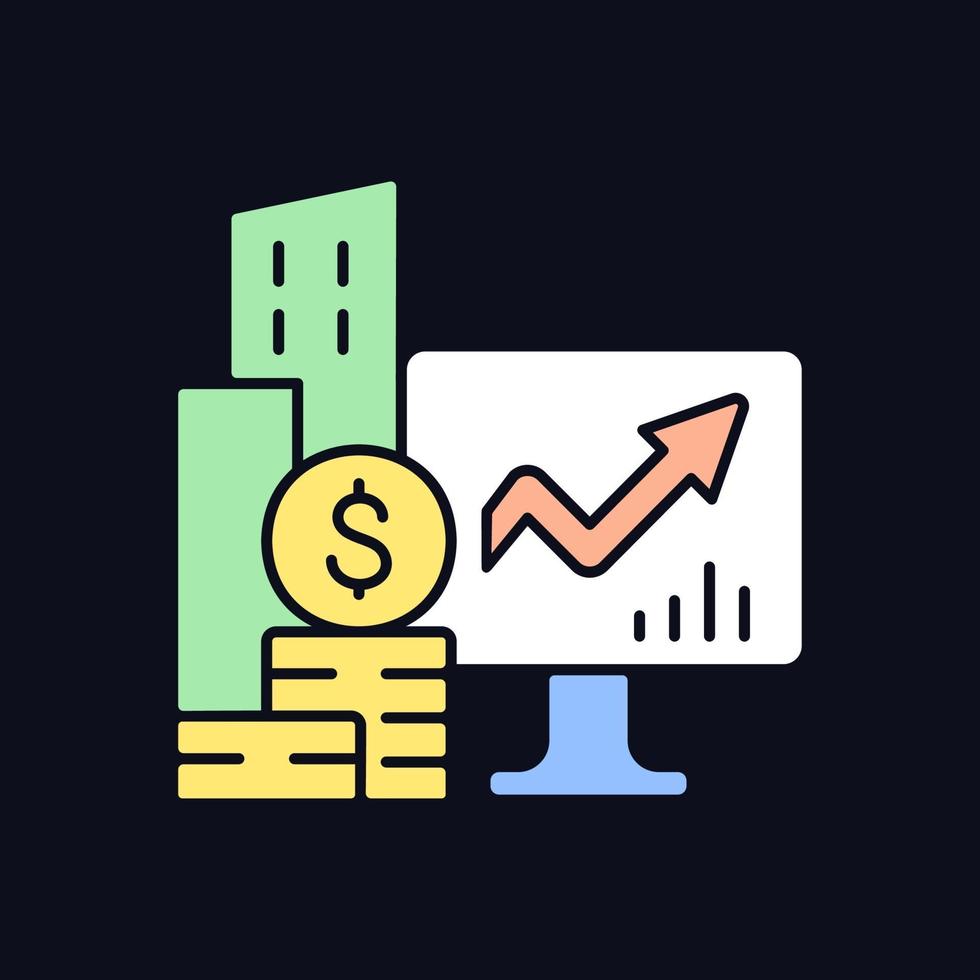 Firmenaktien RGB-Farbsymbol für dunkles Thema vektor