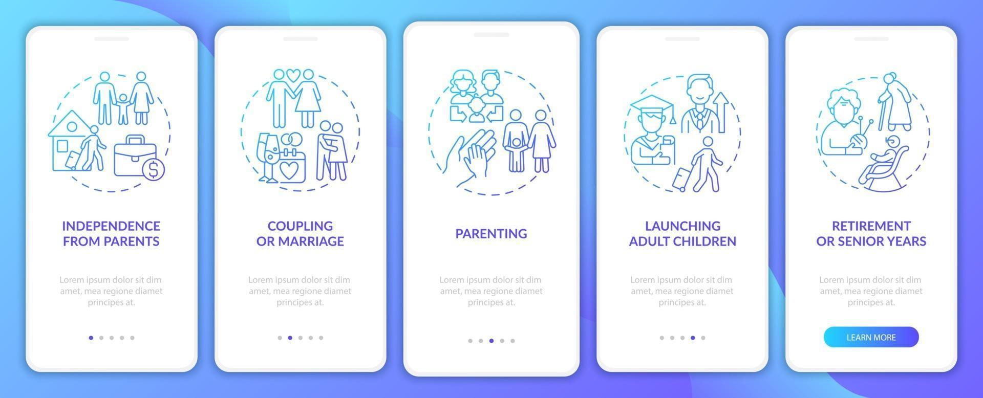 Familienrealisation Onboarding mobiler App-Seitenbildschirm vektor