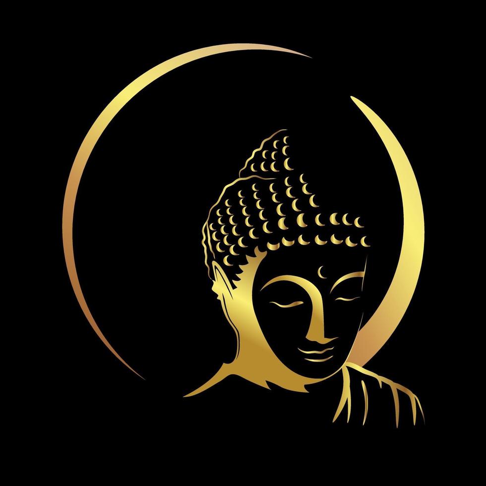 gyllene buddhahuvud med gyllene kantelement vektor