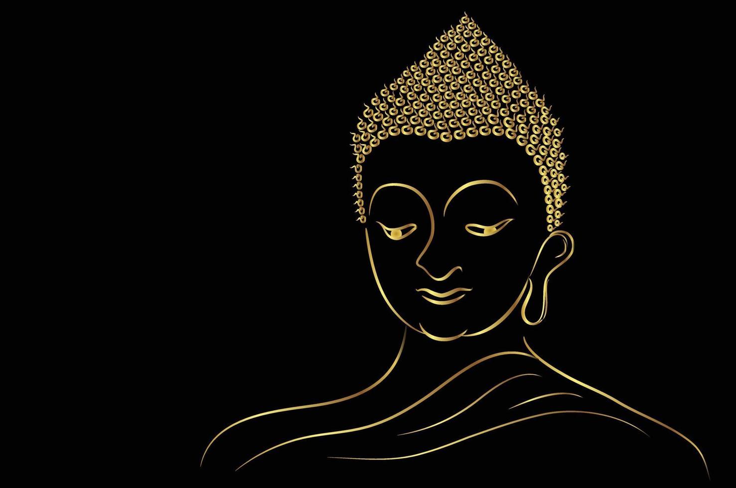 gyllene buddhahuvud med gyllene kantelement vektor