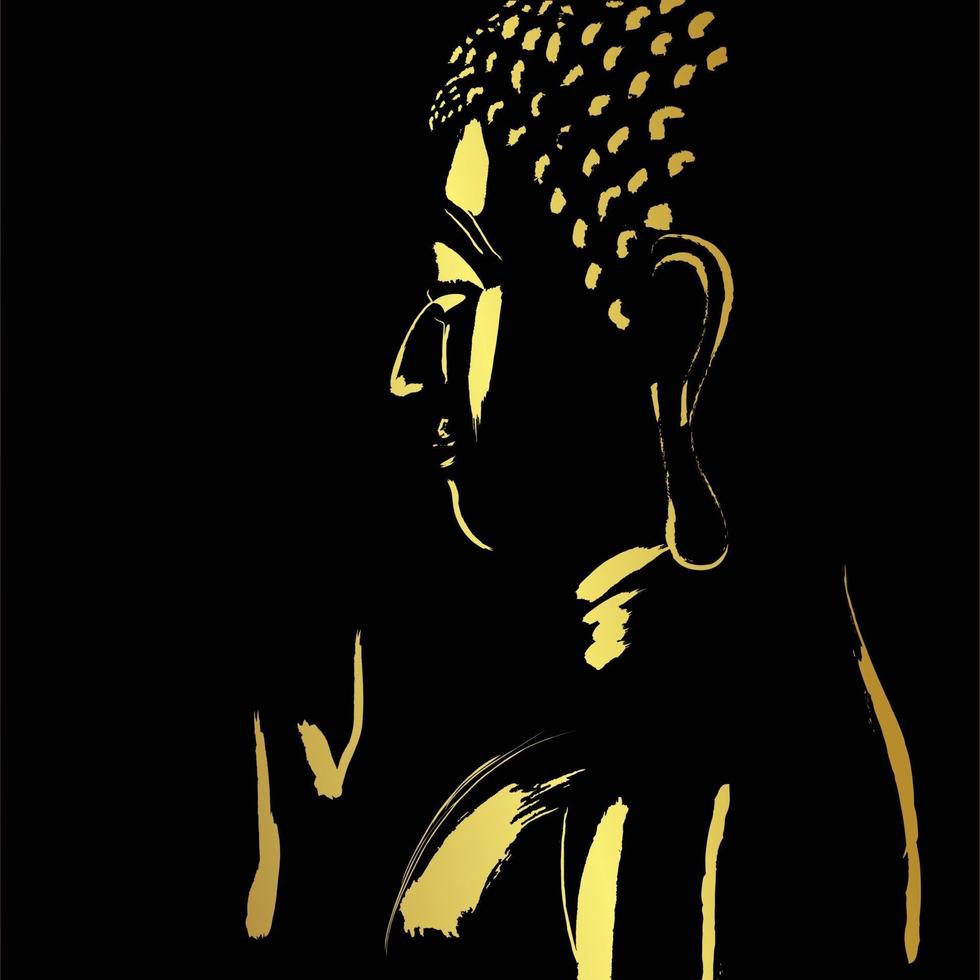 goldener buddha mit goldenem randelement der farbe vektor