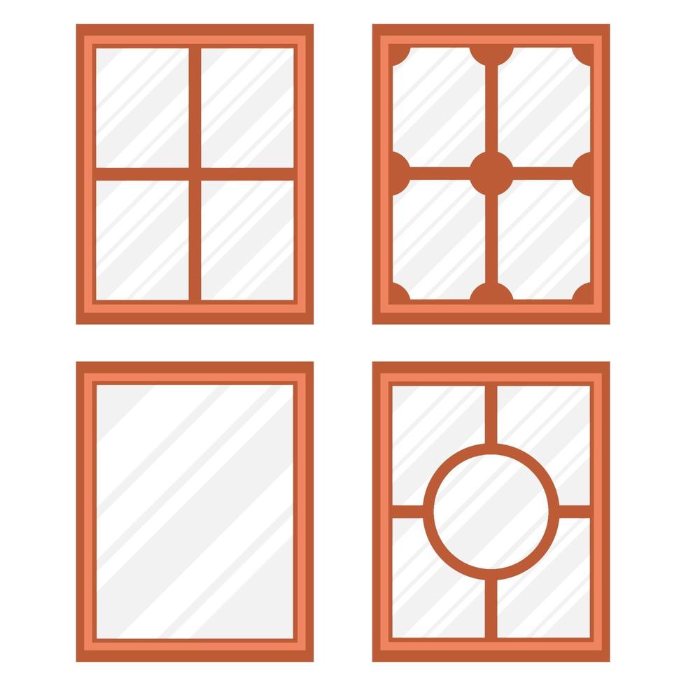 braune holzfenster flaches design vektor