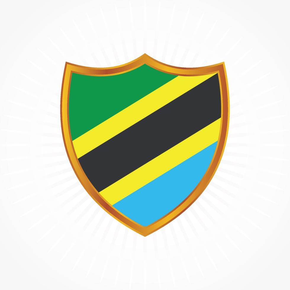 Tansania Flaggenvektor mit Schildrahmen vektor