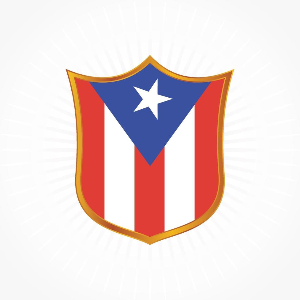 Puerto Rico flaggvektor med sköldram vektor