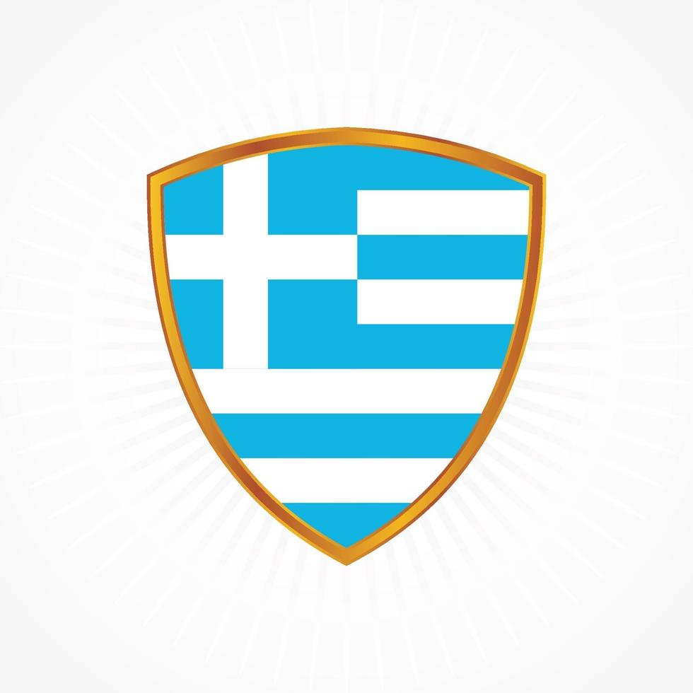 grekiska flaggvektor med sköldram vektor