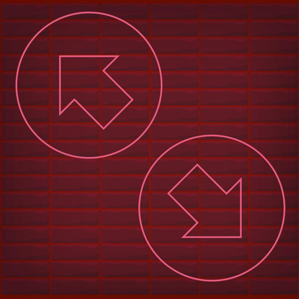 roter Neoneffektpfeil mit dunklem Ziegelstein und hellem Glanzeffekt vektor