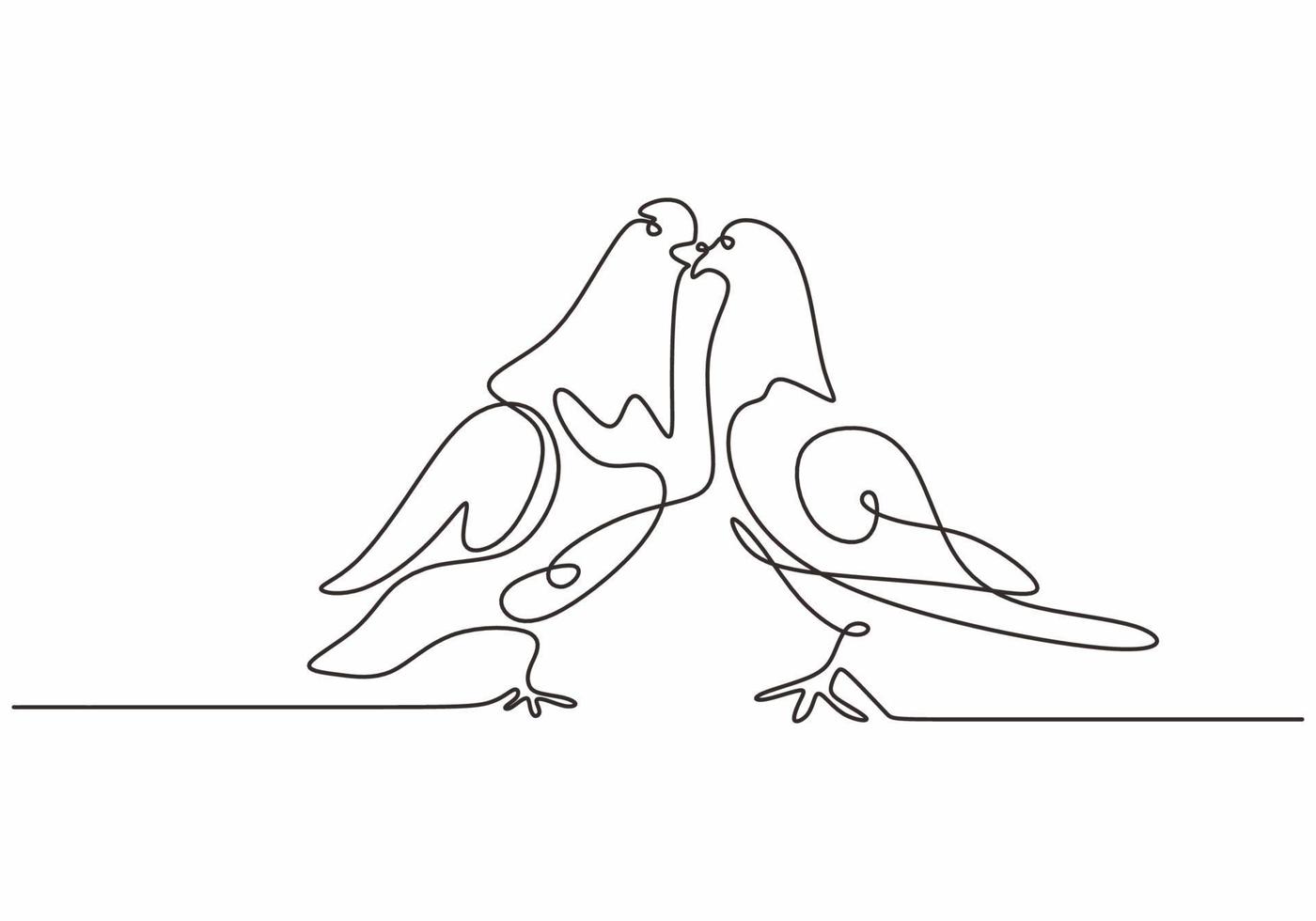 duva fåglar par kontinuerlig en linje ritning minimalism vektor